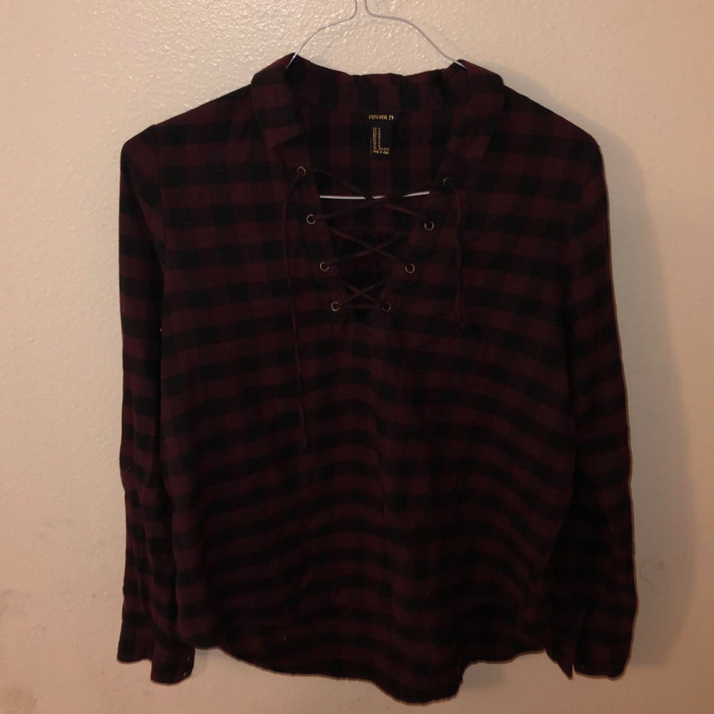 Burgundy and Black Plaid shirt